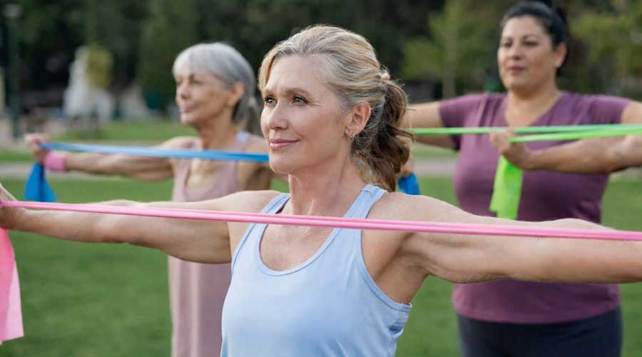Women's low-impact morning movement and mobility session at Weight Crafters lifestyle reset Florida