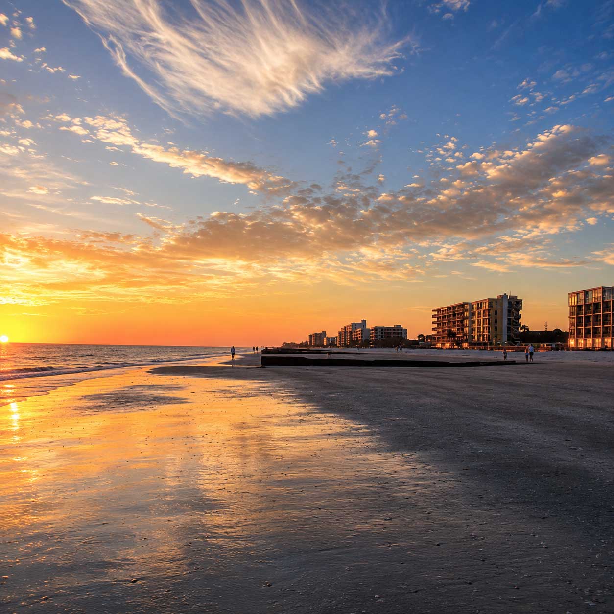 Sunset view of Madeira Beach shoreline near Weight Crafters women-only fat camp retreat accommodations