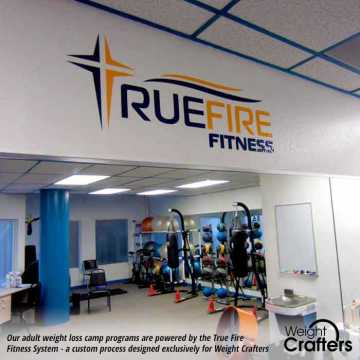Our newly refurbished fitness center at Weight Crafters displays the True Fire Fitness emblem.
